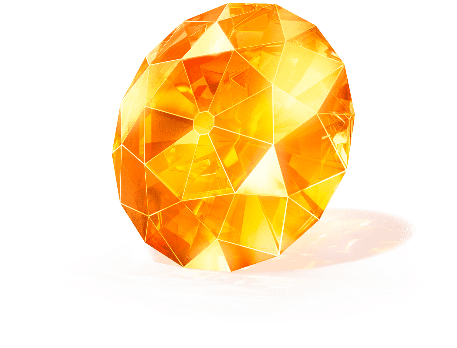 Orange, multi-faceted gemstone
